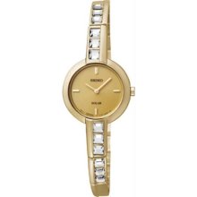 Women's Solar Gold Tone Stainless Steel Case and Bracelet Gold Tone Di