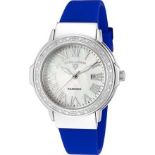 Women's South Beach White Diamond (0.096 ctw) White MOP Dial Blue ...