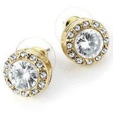 Womens Typical Devious Lovely Gold Colour Diamante Stud Earring