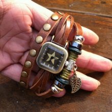 Wristwatch Handmade Wrist Watches Vintage Ladies Girls Womens Mens Lea