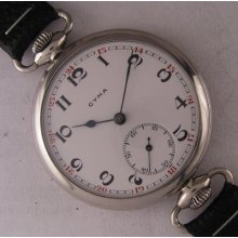 Ww1 Cyma Antique Swiss Wrist Watch With Enamel Dial Perfect Just Serviced