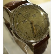 WWII Gotham Swiss Made Silver Date-O-Matic Pointer Watch