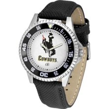 Wyoming Cowboys UW Mens Leather Wrist Watch