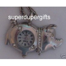 Xanadu Silver Crystal Pig Ladies Pendant Watch -