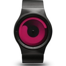 Ziiiro Unisex Mercury Magenta Plastic Watch - Black Mesh Bracelet - Pink Dial - Z0002WB2