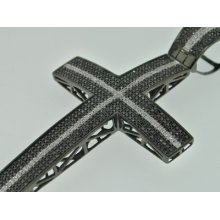 10k Mens Black Gold 2.15c Black Diamond Cross Charm