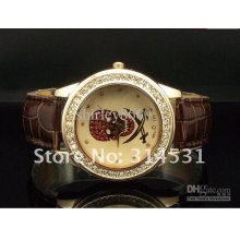 .10pcs/lot Brand New Leather Strap Wrist Watch Luxury Crystal Watche