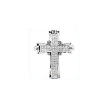 14K White Gold 0.74 ct Diamond Mens Cross Pendant