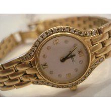 14k Womans Movado Mop Diamond Dial Watch Serial 856371 Authentic