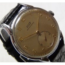 1940' Tissot Men's Swiss Made Silver Large Watch w/ Swiss Made Leather Strap