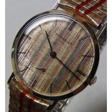 1950' Wittnauer Mens Swiss Made 10K Gold Gorgeous Dial Watch