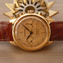 1960's Aviation [by Ollech & Wajs] 18k Rg Chronograph Watch Valjoux Cal.7733