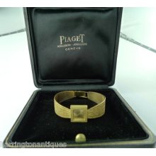 1963 18k Gold Ladies Piaget Back Wind Bracelet Watch With Box & Papers