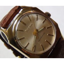 1966 Bulova Men's Automatic 17Jwl Gold Quardant Dial Watch w/ Ostrich Strap