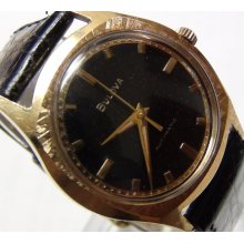 1969 Bulova Men's Automatic 17Jwl Gold Interesting Bezel Watch w/ Strap