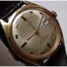 1970 Timex Men's 21Jwl Gold Quadrant Dial Calendar Watch w/ Strap