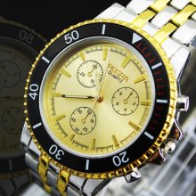 1pcs Luxury Golden Mens Metal Quartz Wrist Watches,m20