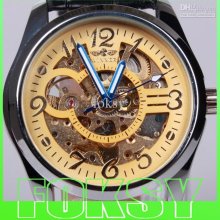 1pcs New Arrival Stylish Black Leather Watch Luxury Automatic Watche