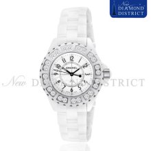 2.40ct Total Diamond White Ceramic Chanel J12 33mm H0968 Watch -sku48