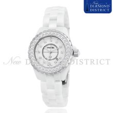 2.75ct Total White Ceramic Chanel J12 Diamond Dial 33mm H1628 Watch Sku12