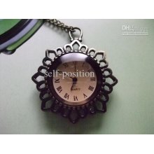 2012 Dark Brown Sun Style Pocket Watch Necklace Pendant Chain Wp493