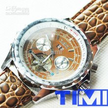 2012 Hotsale Amazing. Brown Dial Brown Leather Band Mens Auto Watch