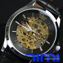 2012 Hotsale Automatic Watch Mens Mechanical Chro Gold Skeleton