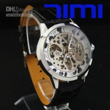 2012 Hotsale Silver Mens Skeleton Mechanical Automatic Watch Sale