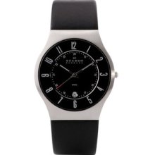 233XXLSLB Skagen Mens Leather Black Watch