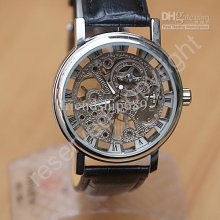 2pcs Silver Automatic Mens Watch Men's Watches Winner Hollow Dorsal