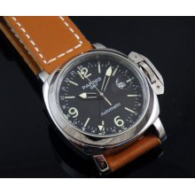 44mm Parnis Black Dial Gmt Ii Automatic Date Gorgeous Sullumination Watch Pn263