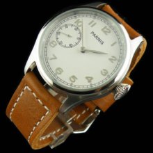 47mm Parnis Big Pliot White Dial Silver Number Mechanical Mens Watch 6497-1 P161