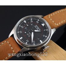 47mm Parnis Black Dail Power Reserve Automatic Mens Sea-gull 2533 Watch Pn370