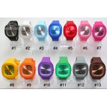 50pcs/lot Square Face Ss.com Candy Watch Jelly Watches Silicone Wris