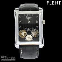 5pcs Lot Flent Automatic Mechanical Quartz Watch New Black Leather W