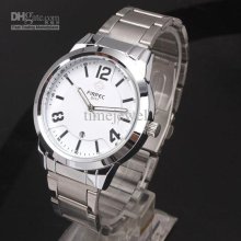 5pcs Royal Wristwatch N0432 Unisex Men White Dial Stainless Steel Qu