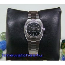 60's Omega Seamaster Black Dial&ss Strap Ladies Watch