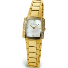 688SGXG Skagen Ladies Links Crystals Gold Glitz Watch