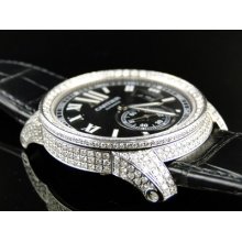 9.20ct Total Pave Set Diamond Calibre De Cartier Automatic Stainless Steel Watch