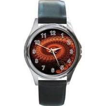 Abstract Graphics Unisex Silver-Tone Round Metal Watch 03