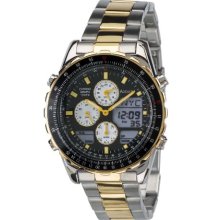 Accurist Gents Two Tone Chronograph Bracelet Watch Analogue And Digital Mb774b