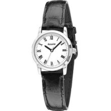 Accurist Ladies Analogue Watch White Dial Black Leather Strap Ls676wr