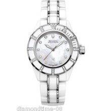 Accutron Mirador White Ceramic Diamond Ladies Watch 65r137