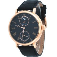 Adee Kaye Ak7118-mrg1 Men's Leather Strap Moon Phase Dual Rotor Automatic Watch