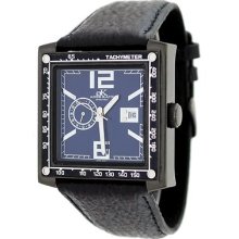 Adee Kaye Ak9293-mipb Men's Black Ip Square Leather Band Automatic Watch