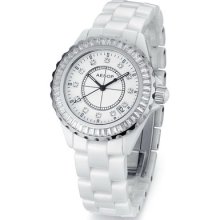 Aesop Brand Watch Ceramic Fashion Cz. Crystal Dial Women Wristwatch Luxury 9906