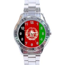 Agfhanistan Flag Stainless Steel Analogue Watch Afghan