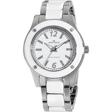 AK Anne Klein Women's 10-9181WTSV Silver-Tone and White Plastic Dress Watch