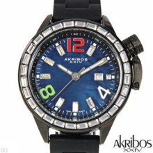 AKRIBOS XXIV AK468BK Stainless Steel Crystal Ladies