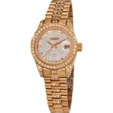 Akribos Xxiv Ak487rg Diamond Quartz Bracelet Womens Watch